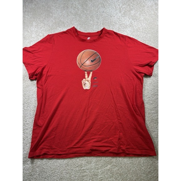 The Nike Tee Mens‎ Size Xxl Red Graphic Basketball Swish Logo Tshirt - Picture 1 of 8